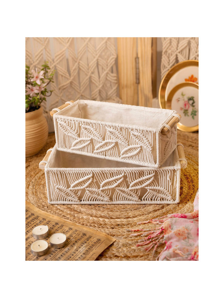 Karighar Boho Organisers Baskets (Pack Of 2)-image-49