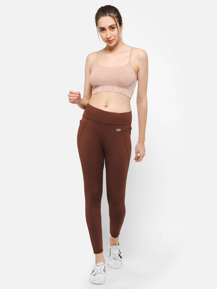 Clovia Brown High-Rise Active Tights-image-43