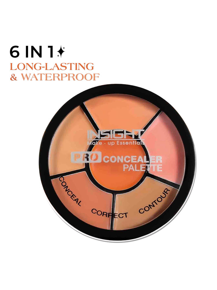 Insight Cosmetics Pro Concealer Palette, 3 In 1 Conceal,Contour & Correct, Long Lasting & Waterproof - Concealer