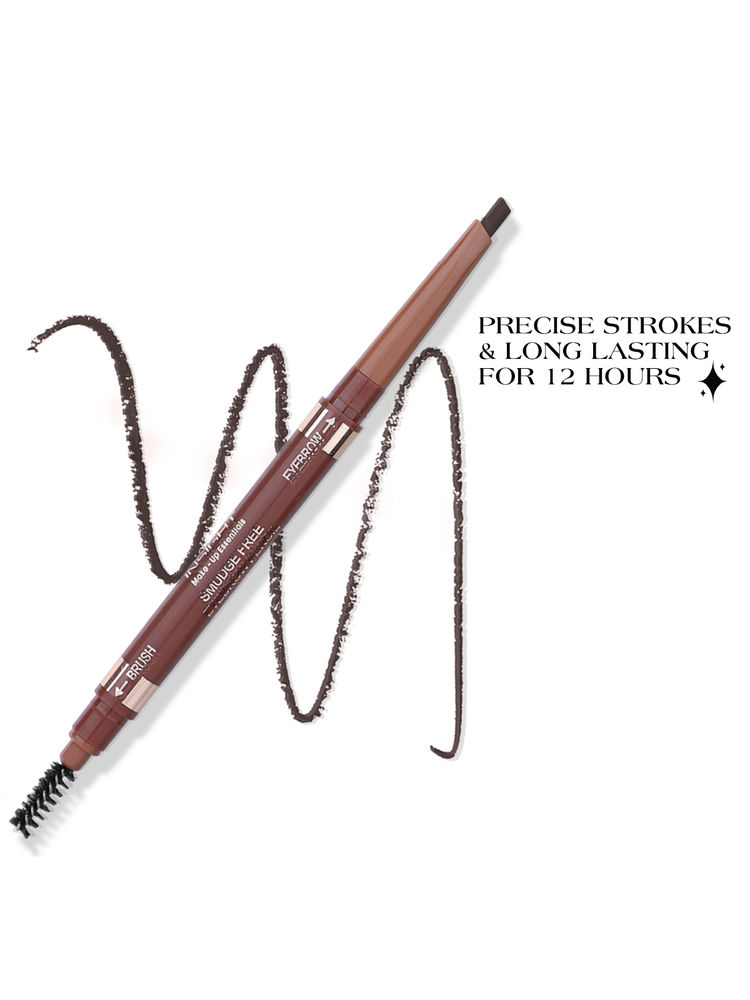 Insight Cosmetics Smudge Free Eyebrow Pencil, 2 In1 Define & Blend,12hrs Long Lasting
