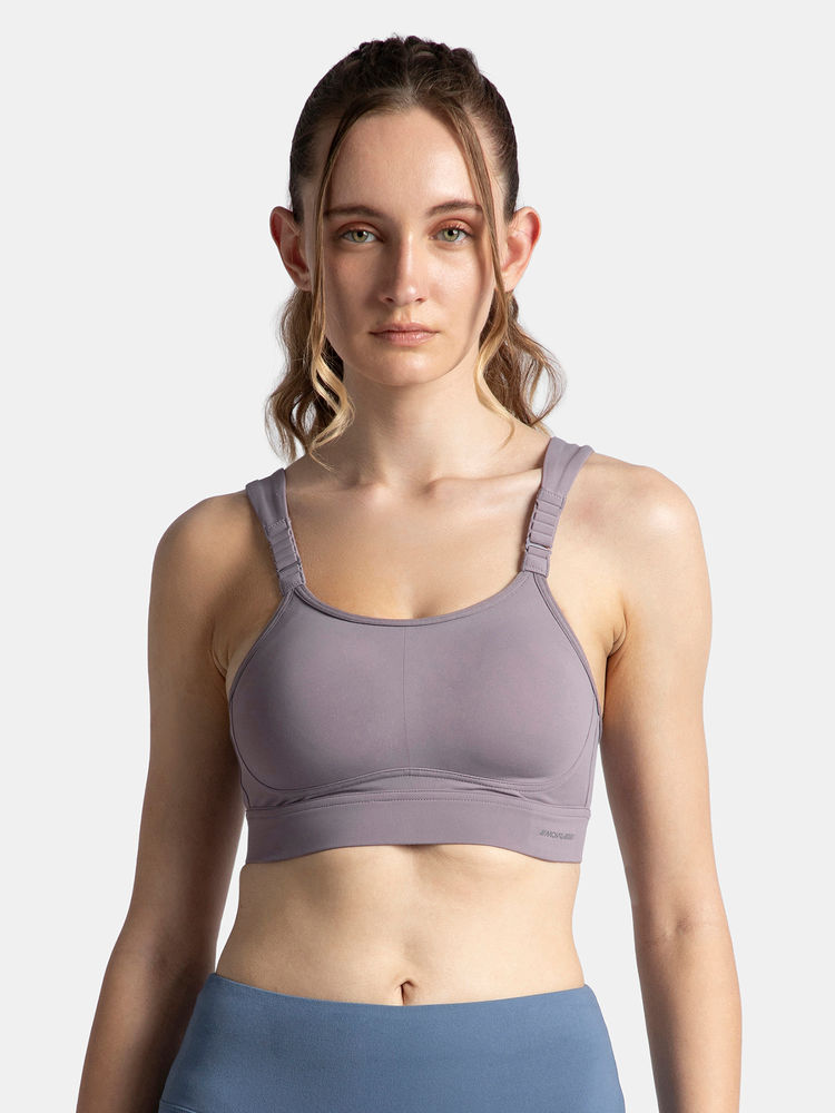 Jockey Mi16 Wire Free Microfiber Elastane Racerback Active Wear Sports Bra-Minimal Grey