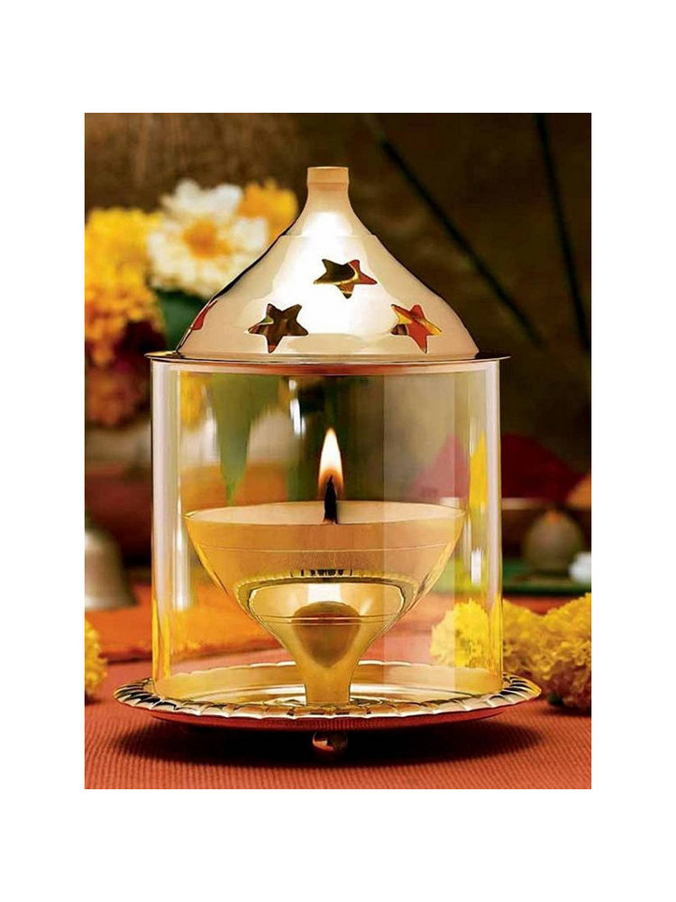 eCraftIndia Brass and Glass Akhand Diya-picture-10