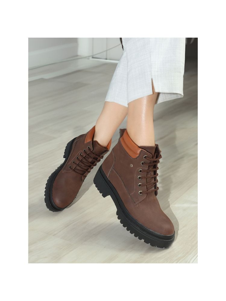 ELLE Womens Fashionable Brown Color Solid Boots-image-38