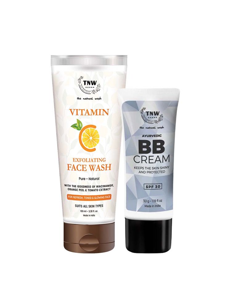 TNW The Natural Wash BB Cream & Vitamin C Exfoliating Face Wash Combo
