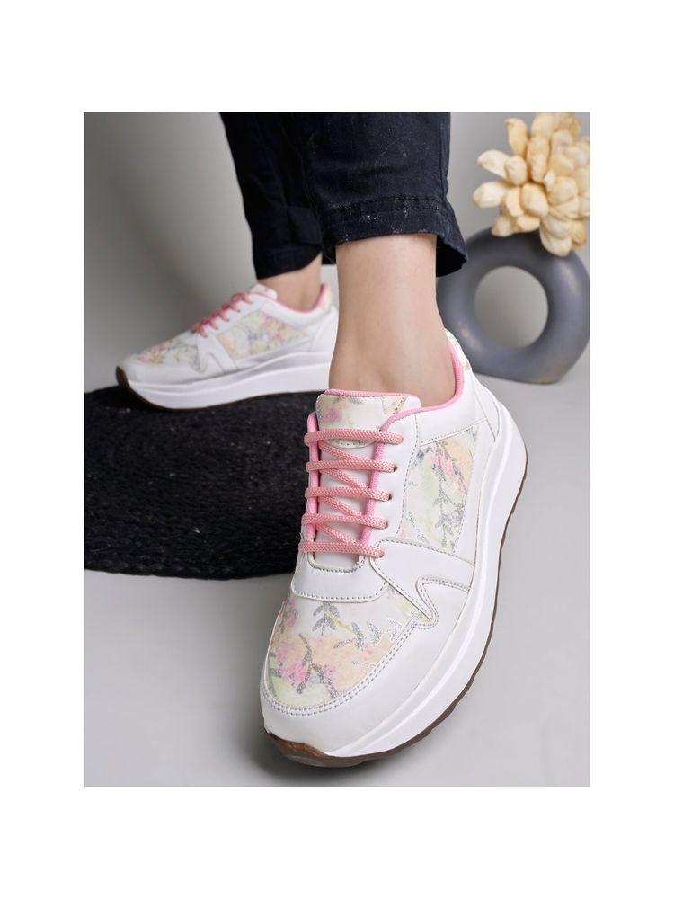 Shoetopia Smart Casual Pink Sneakers for Women