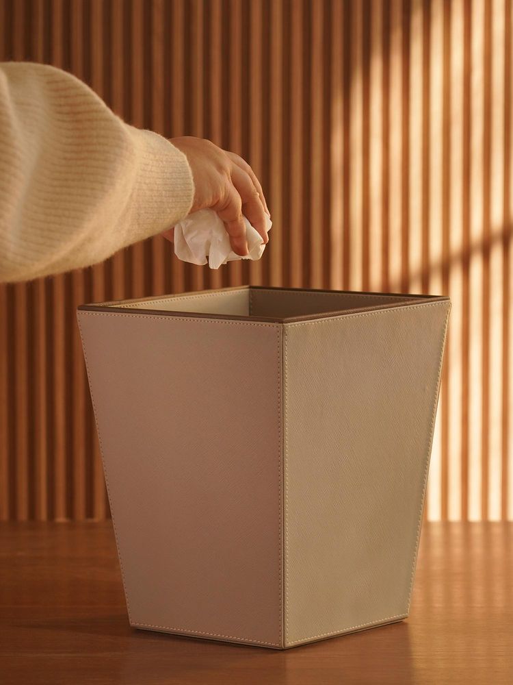 Pure Home + Living Beige Faux Leather Two Tone Dustbin-picture-21