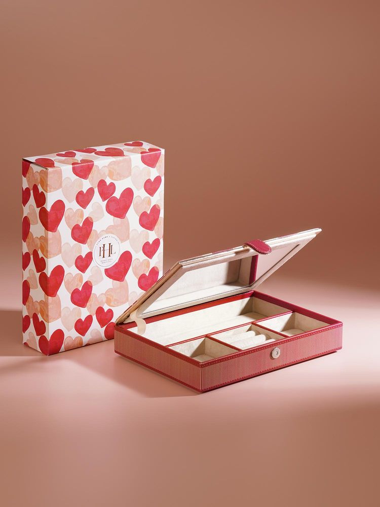 Pure Home + Living Pink Heart Print Faux Leather Jewellery Box-image-23