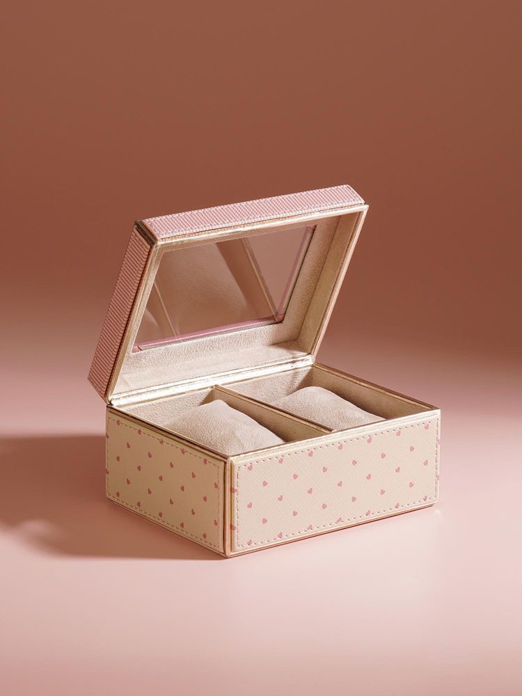 Pure Home + Living Pink Heart Print Faux Leather Watch Box-picture-13