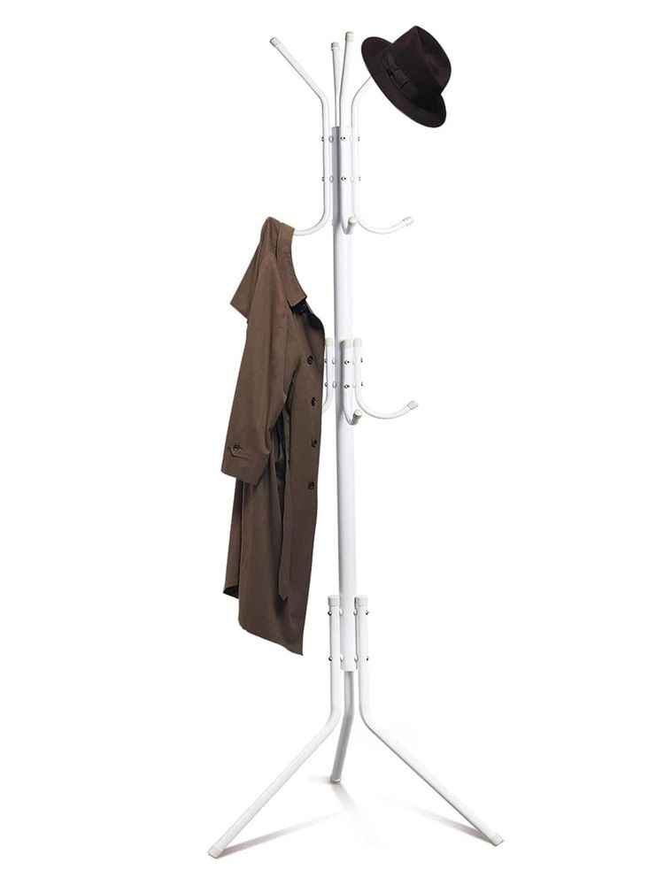 House of Quirk White Coat Rack With 12 Hooks Freestanding Metal Hanging Organiser-image-4