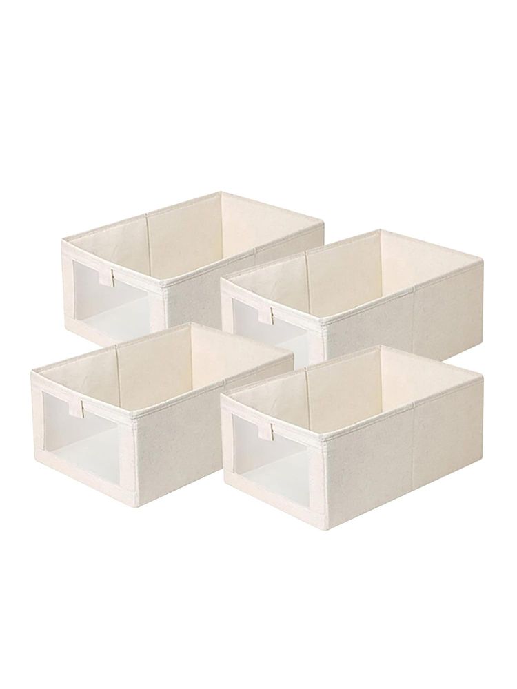 House of Quirk Beige Rectangle Storage Closet Drawer Organizers (Pack of 4)-image-45