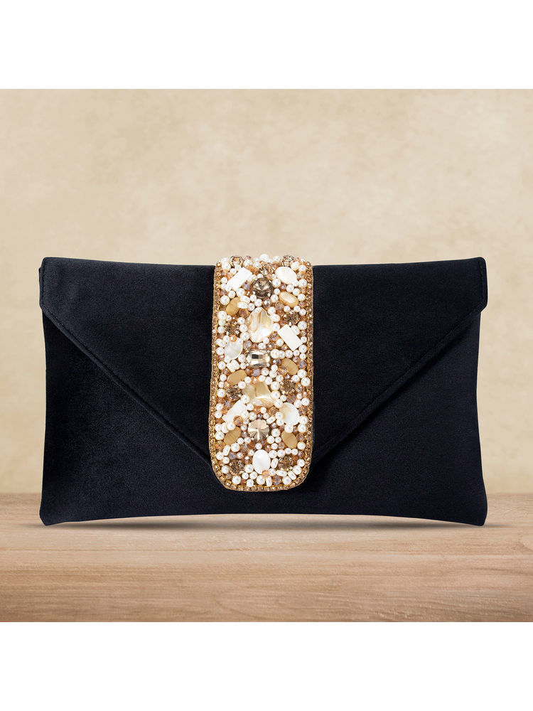 Peora Clutch Purses for Women Wedding Handmade Evening Handbags Party Bridal Clutch (C16BL)-picture-18