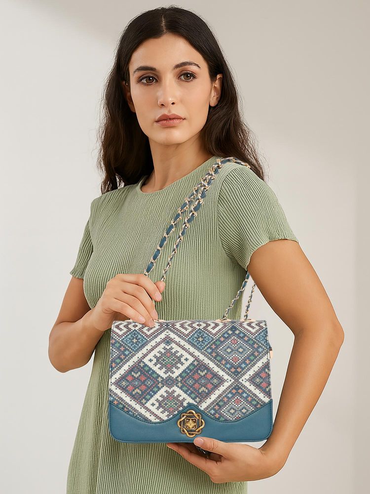 ESBEDA Blue Colour Ethnic Charm Sling Bag For Strap (M)-image-22