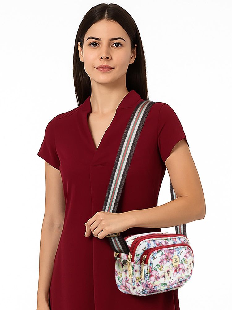 ESBEDA Red Colour Bloom Print Sling Bag For Strap (S)-picture-21