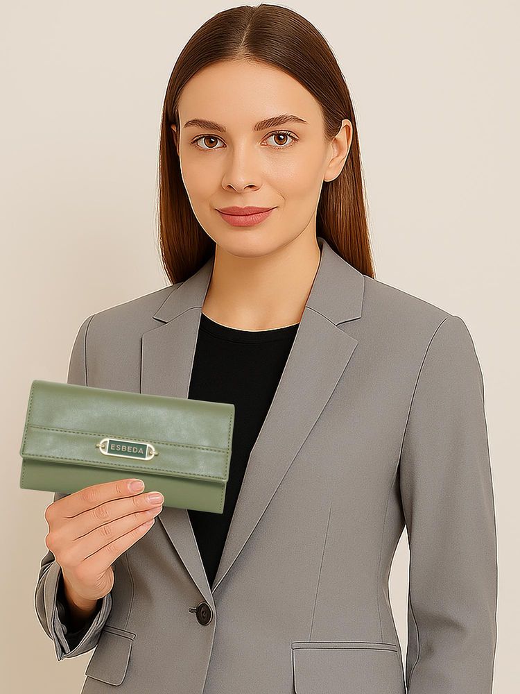 ESBEDA Green Colour Elegant Refined Finish Wallet For Strap (S)-picture-30