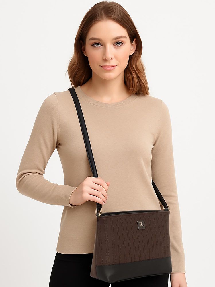 ESBEDA Brown Colour Dual-Tone Textured Sling Bag For Strap (S)-picture-16