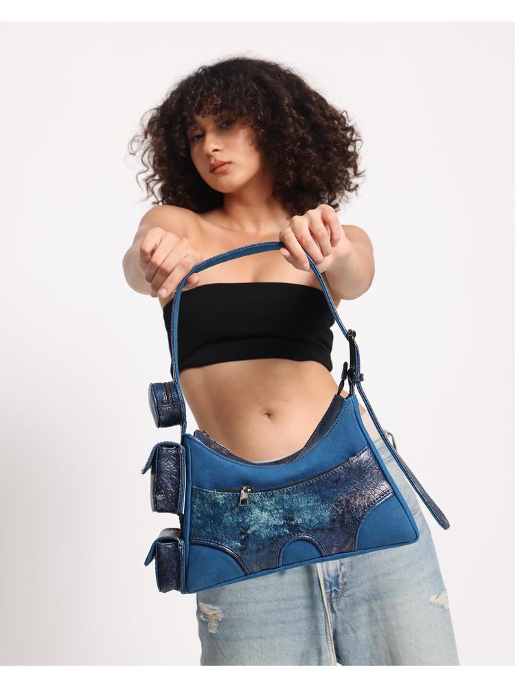 FETTI Muddled 3 Pocket Hand Bag - Cracked Indigo (S)-image-10