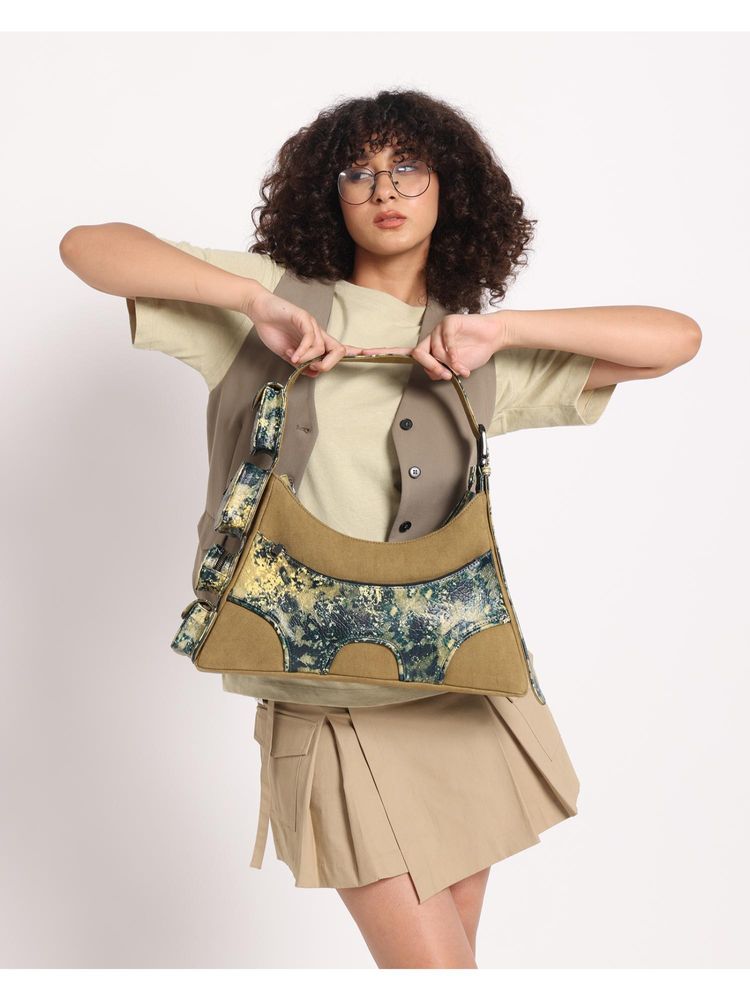 FETTI Muddled 4 Pocket Hand Bag - Oxidized Olive (L)-image-4