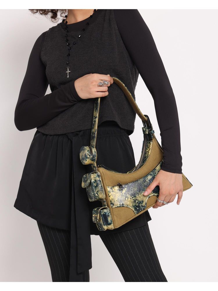 FETTI Muddled 3 Pocket Hand Bag - Oxidized Olive (S)-image-5