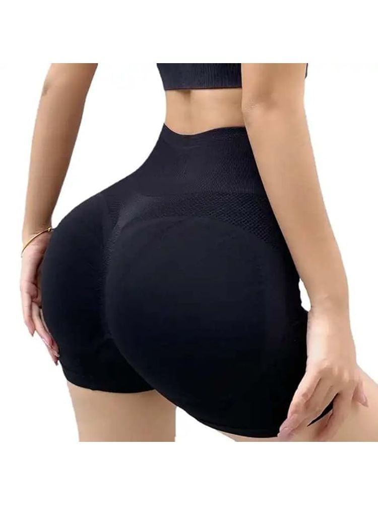 BRACHY Body Shaping Butt Lifting Underwear High Waist Hip Pad Enhancer Shorts Black (S)
