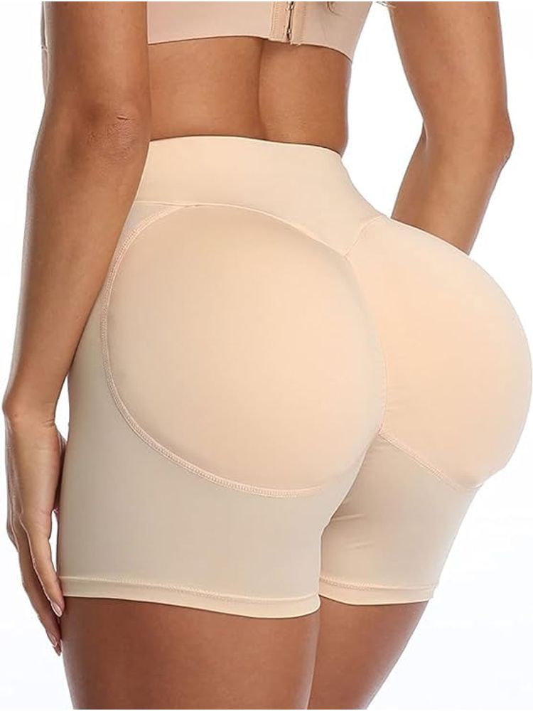 BRACHY Body Shaping Butt Lifting Underwear High Waist Hip Pad Enhancer Shorts Beige (S)-image-41