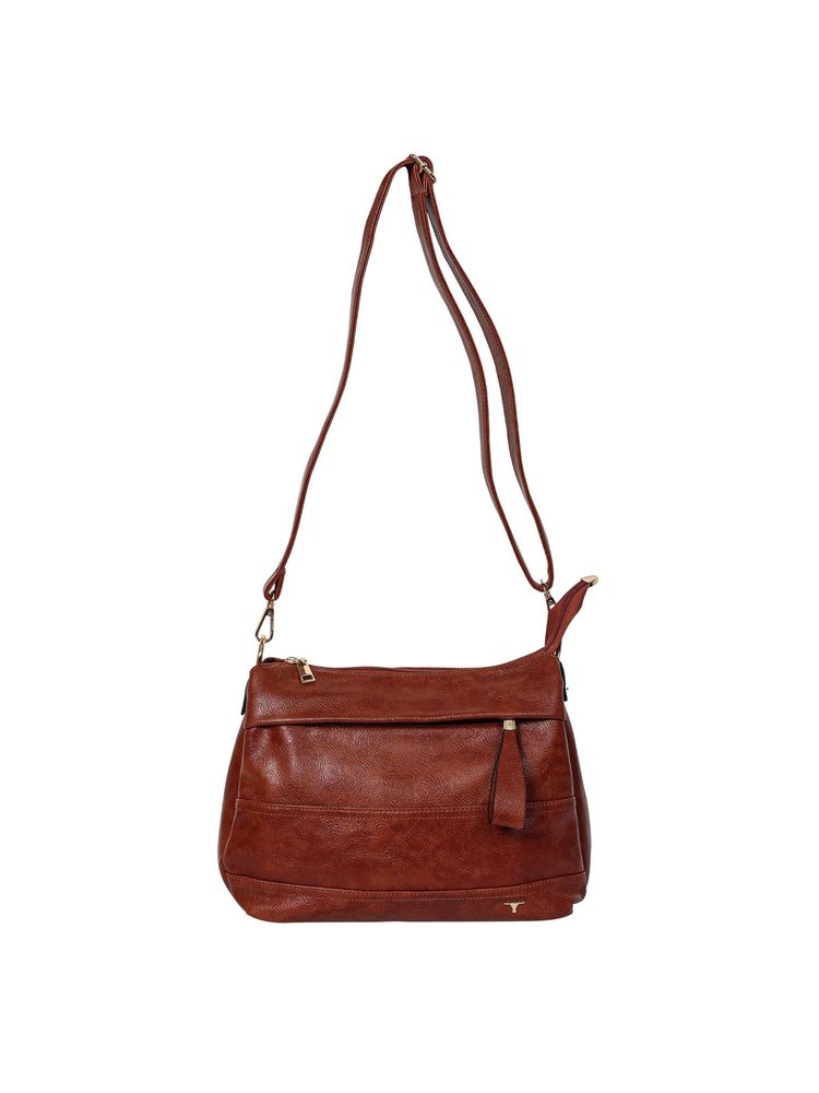 Bulchee Vegan Leather Tan Shoulder Bag (M)-image-5