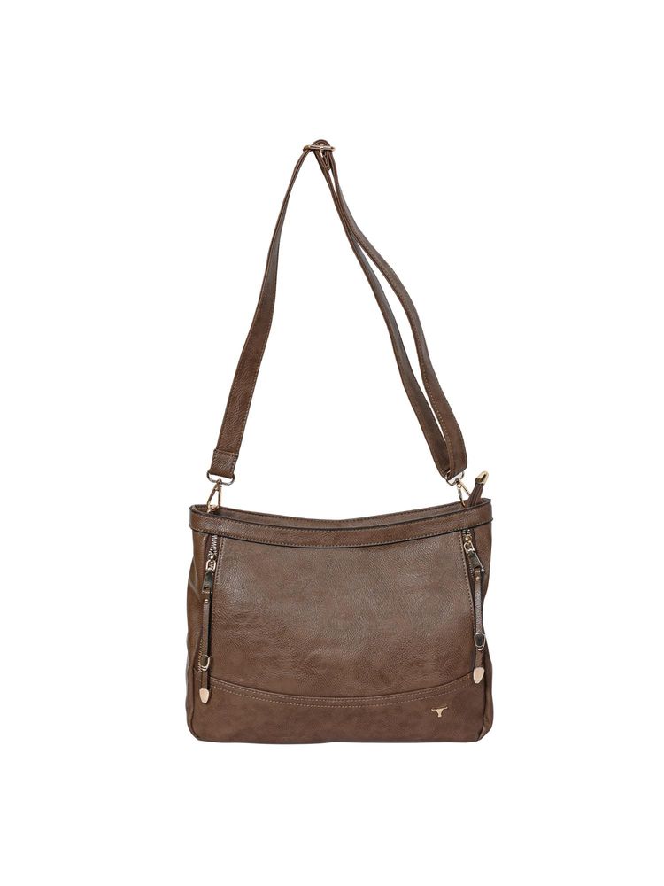 Bulchee Vegan Leather Brown Shoulder Bag (M)-picture-10