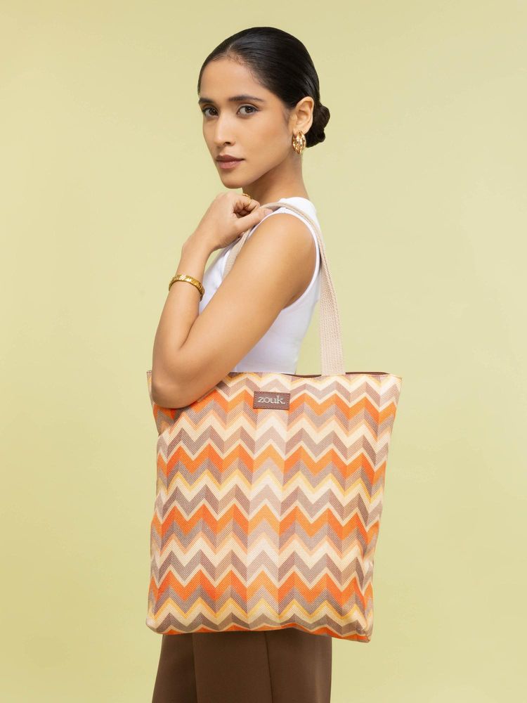 Zouk Orange Tidal Wave Ivy Tote Bag-picture-24