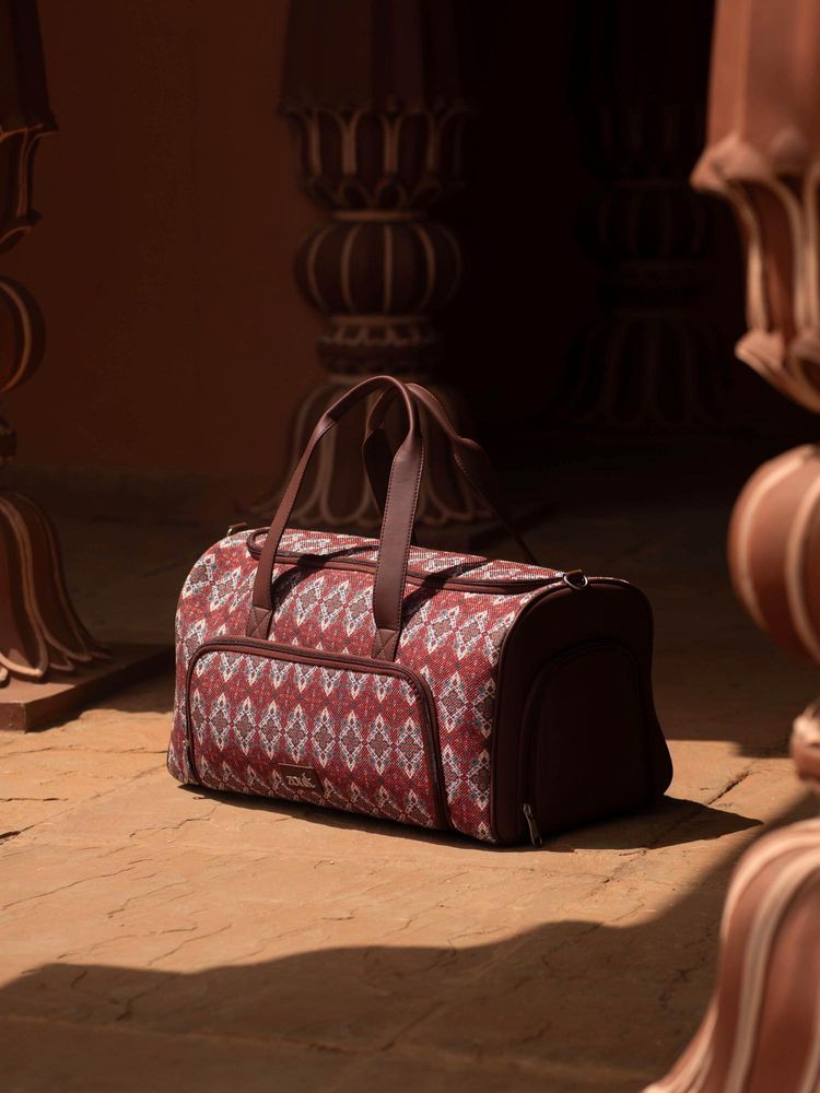 Zouk Red Aravalli Abstract Weekender Duffel Bag (M)-picture-18