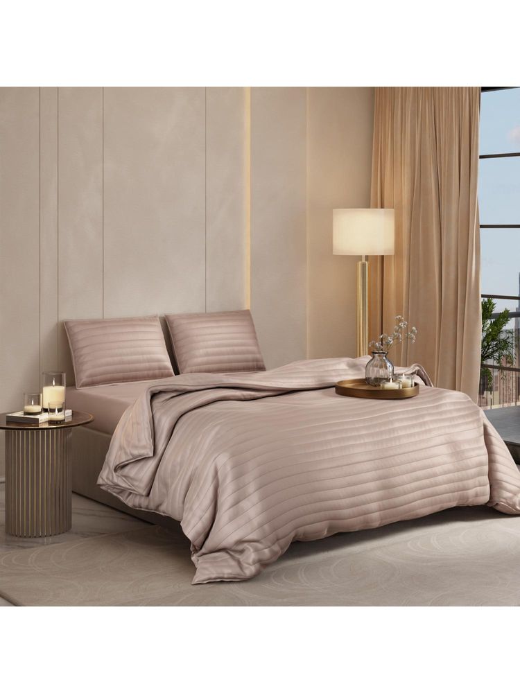 Stoa Paris Date Night Champagne Sateen Quilted Super King Bed Cover Set-image-13
