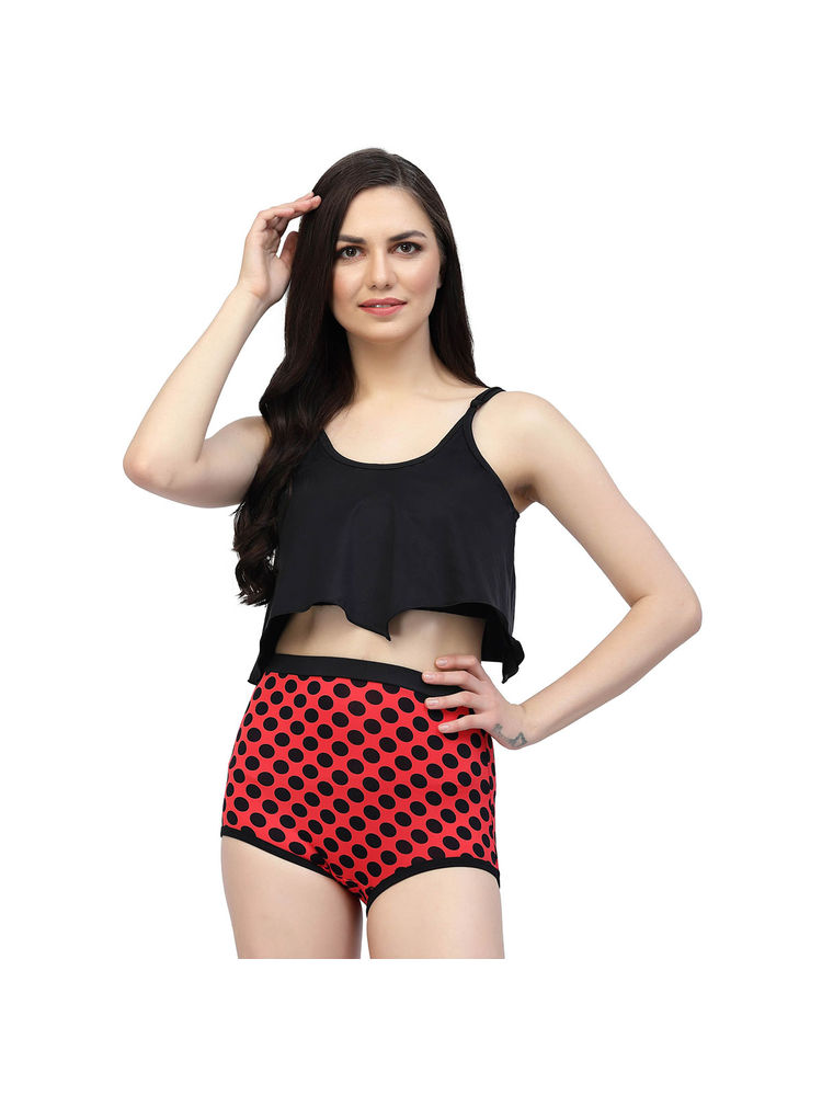 Cukoo Padded Red Polka Dot Two Piece Tankini Swimwear (Set of 2)-picture-12