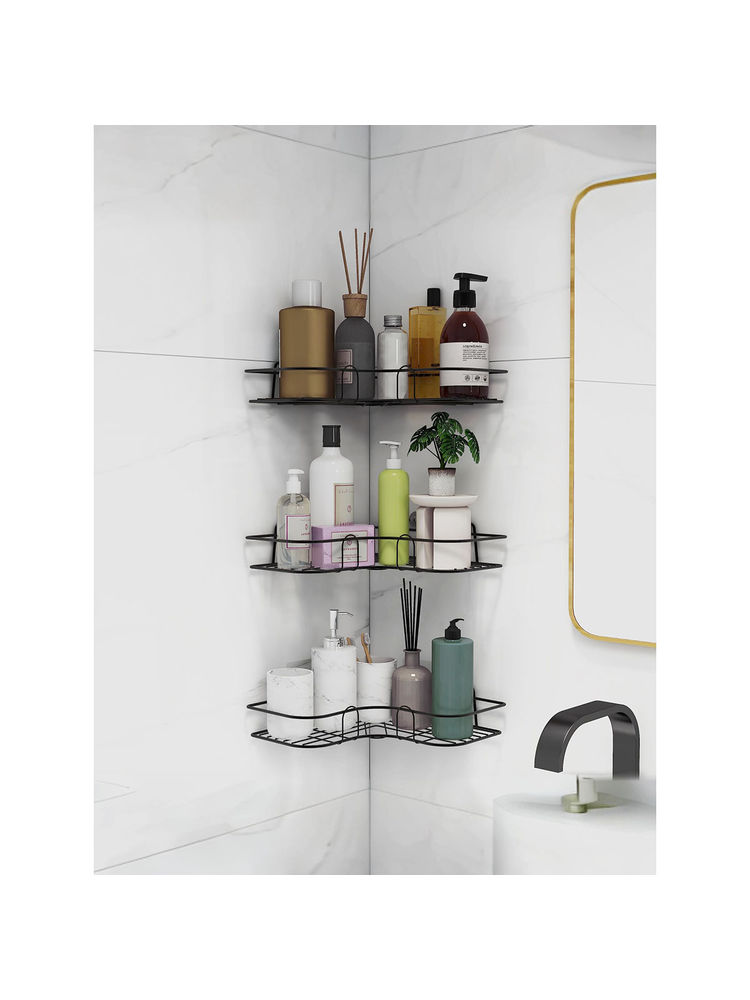 Plantex Advance Self-Adhesive Bathroom Organizer (Black) (Pack Of 3)-picture-12