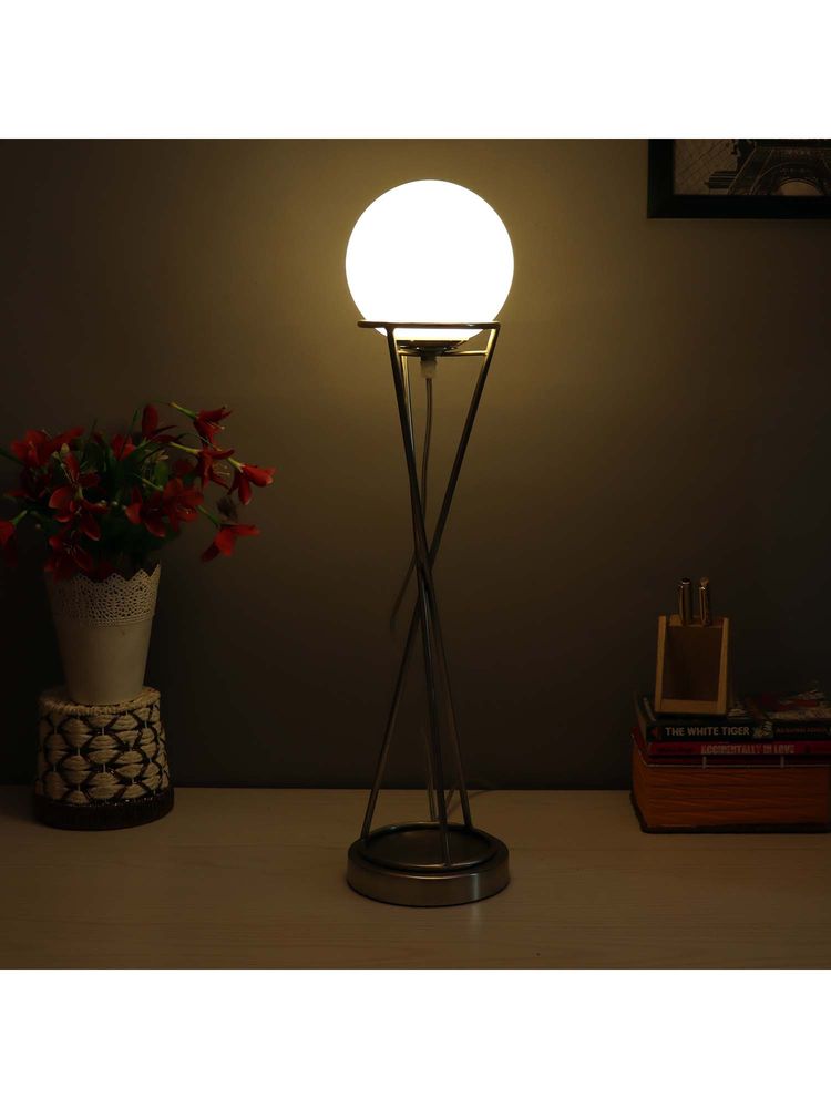 De Maison Decor Sybil'S Orb Silver Table Lamp In Pewter Finish-picture-17