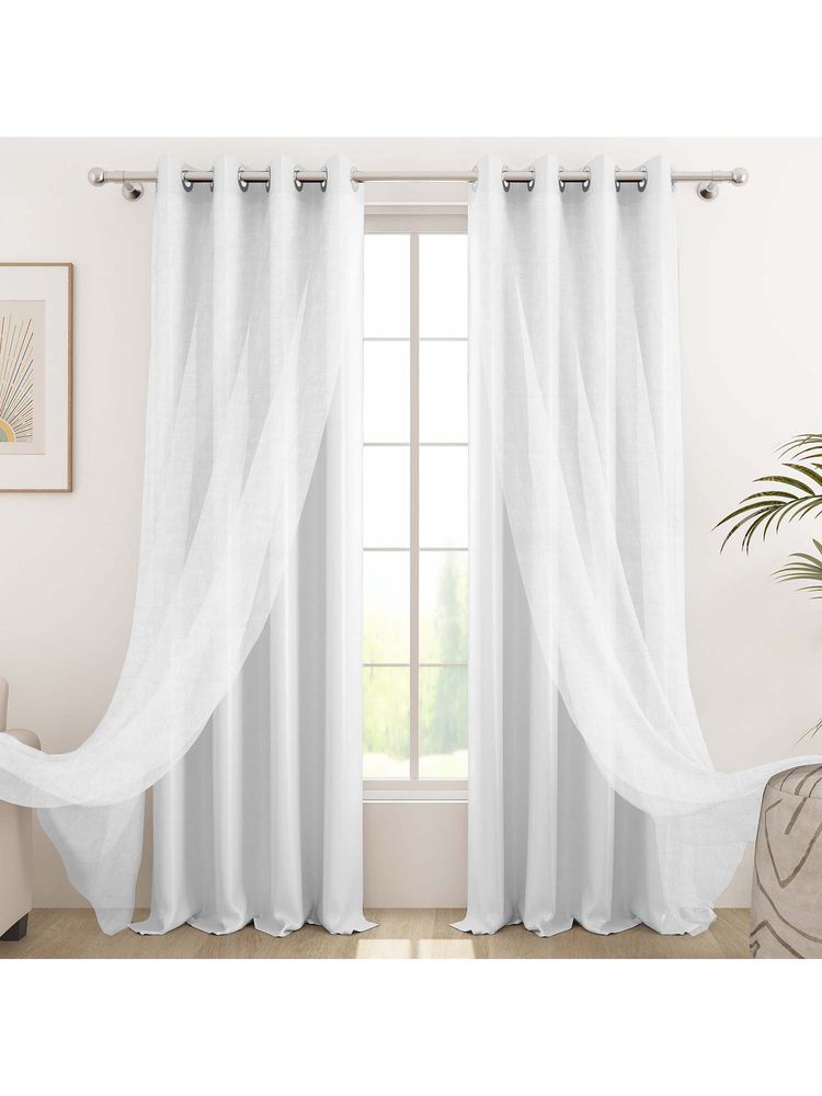 Story@Home 215 Cm (7 Ft) Door Polyester, Silk Blackout Solid Curtains (Pack Of 2)-image-19