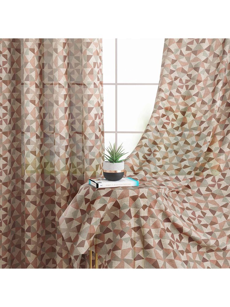 Story@Home 275 Cm (9 Ft) Long Door Polyester Transparent Geometric Curtains (Pack Of 2)-image-11