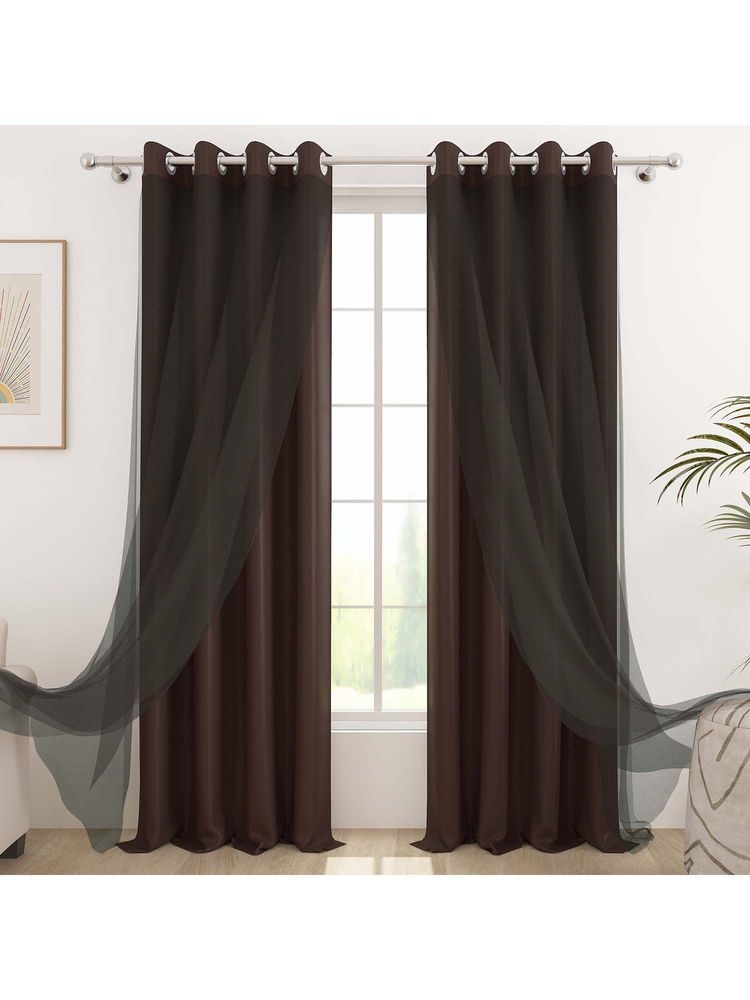 Story@Home 275 Cm (9 Ft) Long Door Polyester, Silk Blackout Single Solid Curtain-image-41