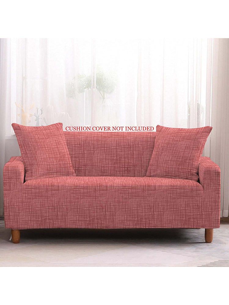 House of Quirk Pink Triple Sofa Cover Premium Jacquard Fabric Soft Stretchable Couch-picture-15