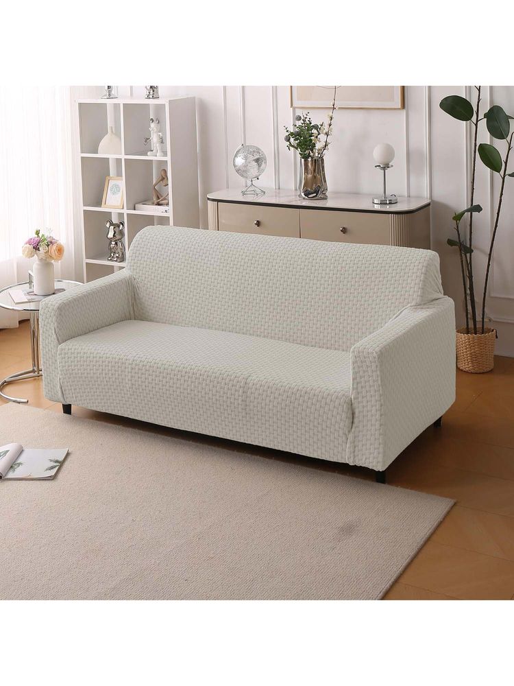 House of Quirk Grey Triple Sofa Cover Premium Jacquard Fabric Soft Stretchable Couch-image-17