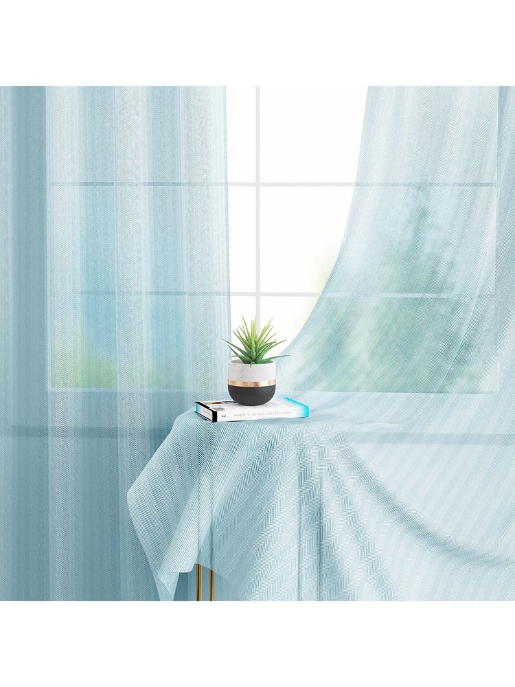 Story@Home 152 Cm (5 Ft) Window Polyester Transparent Solid Curtains (Pack Of 2)-image-3