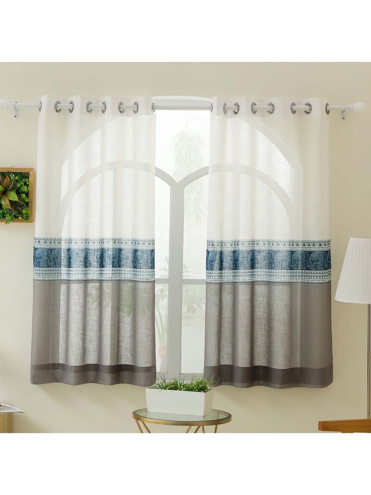 Story@Home 152 Cm (5 Ft) Window Polyester Transparent Ethnic Curtains (Pack Of 2)-image-12