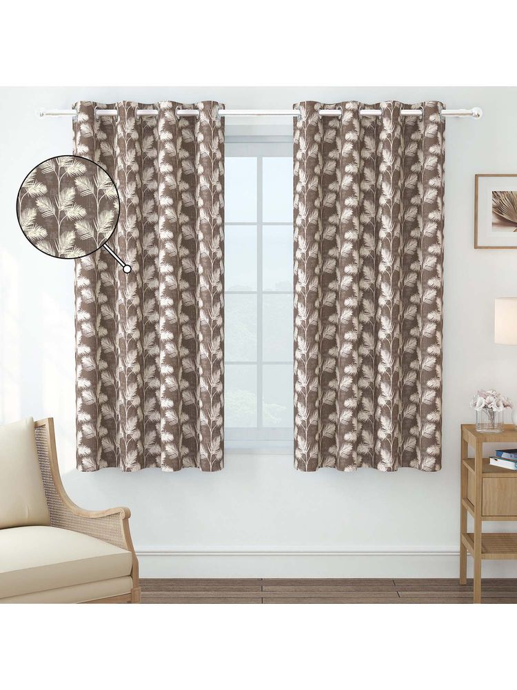 Story@Home 152 Cm (5 Ft) Window Jacquard Room Darkening Floral Curtains (Pack Of 2)-image-3