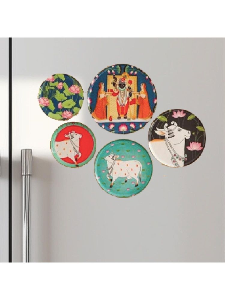 Ritualistic Multi-Color Pichwai Fridge Magnets (Pack of 5)-picture-9