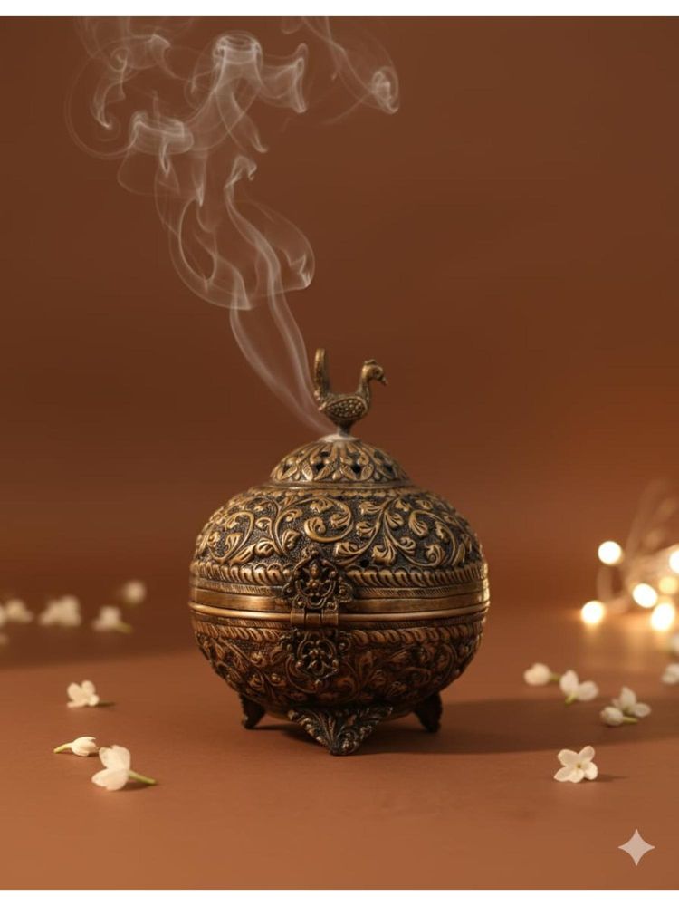 Ritualistic Gold Dhuna Kalash Premium Brass Loban Burner-picture-3