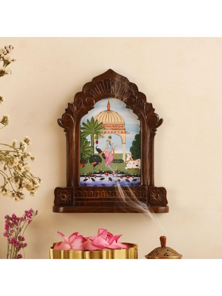 Ritualistic Brown Premium Wooden Mandir for Home Wall Hanging-picture-41