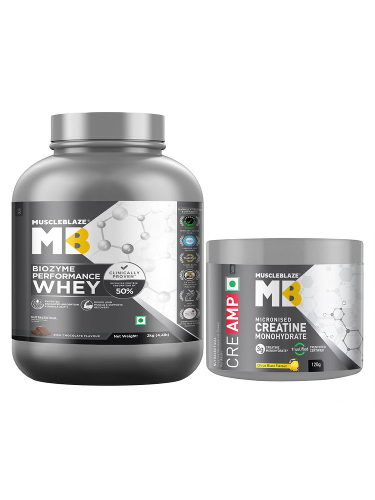 MuscleBlaze Biozyme Performance Whey Protein, Creatine Monohydrate - Rich Chocolate