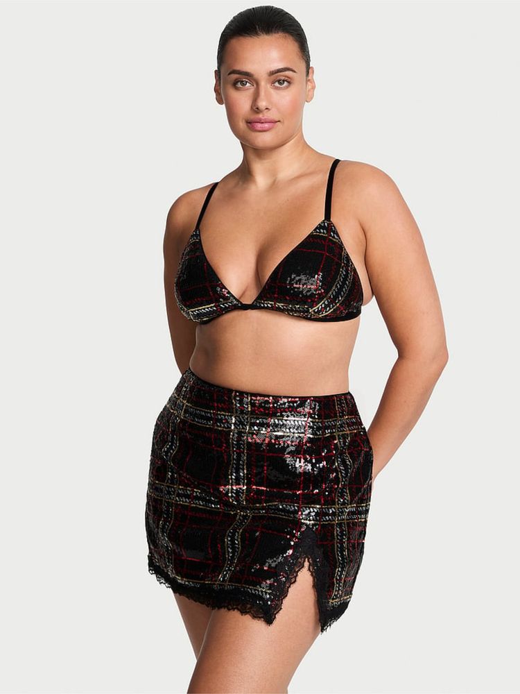 Victoria's Secret Very Sexy Sequin Tartan Bralette with Skirt-image-17