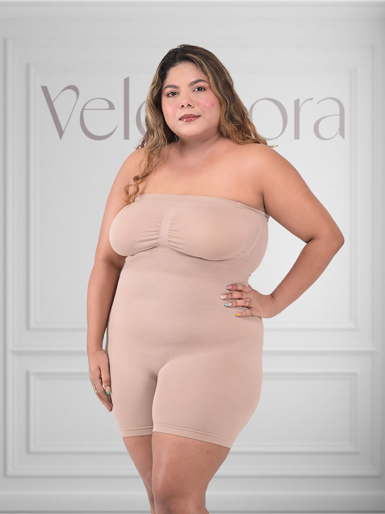 Velomora Beige All-In-One Tummy Control Shapewear Invisible Bodysuit-picture-19