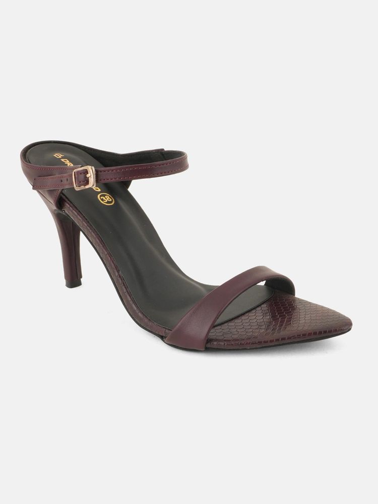Drop Bold Solid Pointed Toe Stilettos Heels - Maroon-picture-10