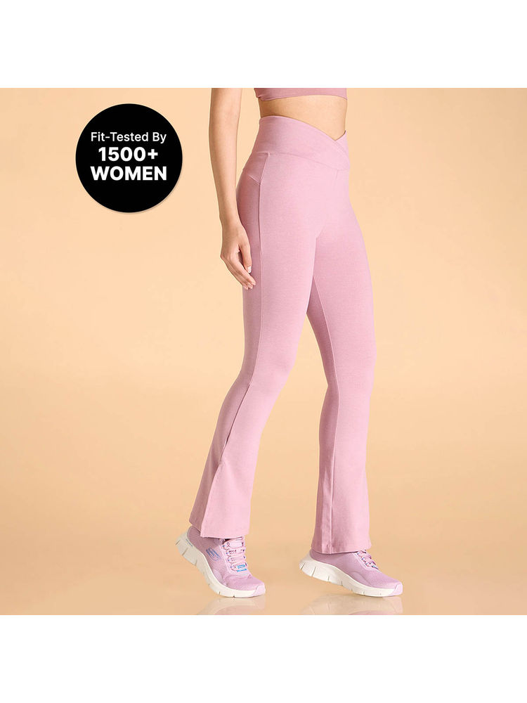 Kica Criss-Cross Cotton Flare Pants With Slit At Ankle-image-8