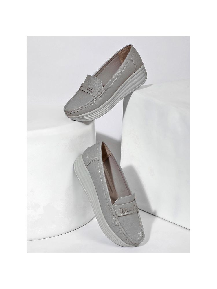 VALIOSAA Grey Casual Slip On Loafers-image-12