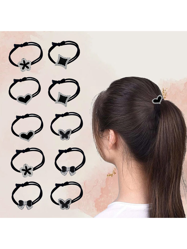 Majestique Korean Style Rubber Bands Elastic With Knots - Black-image-2